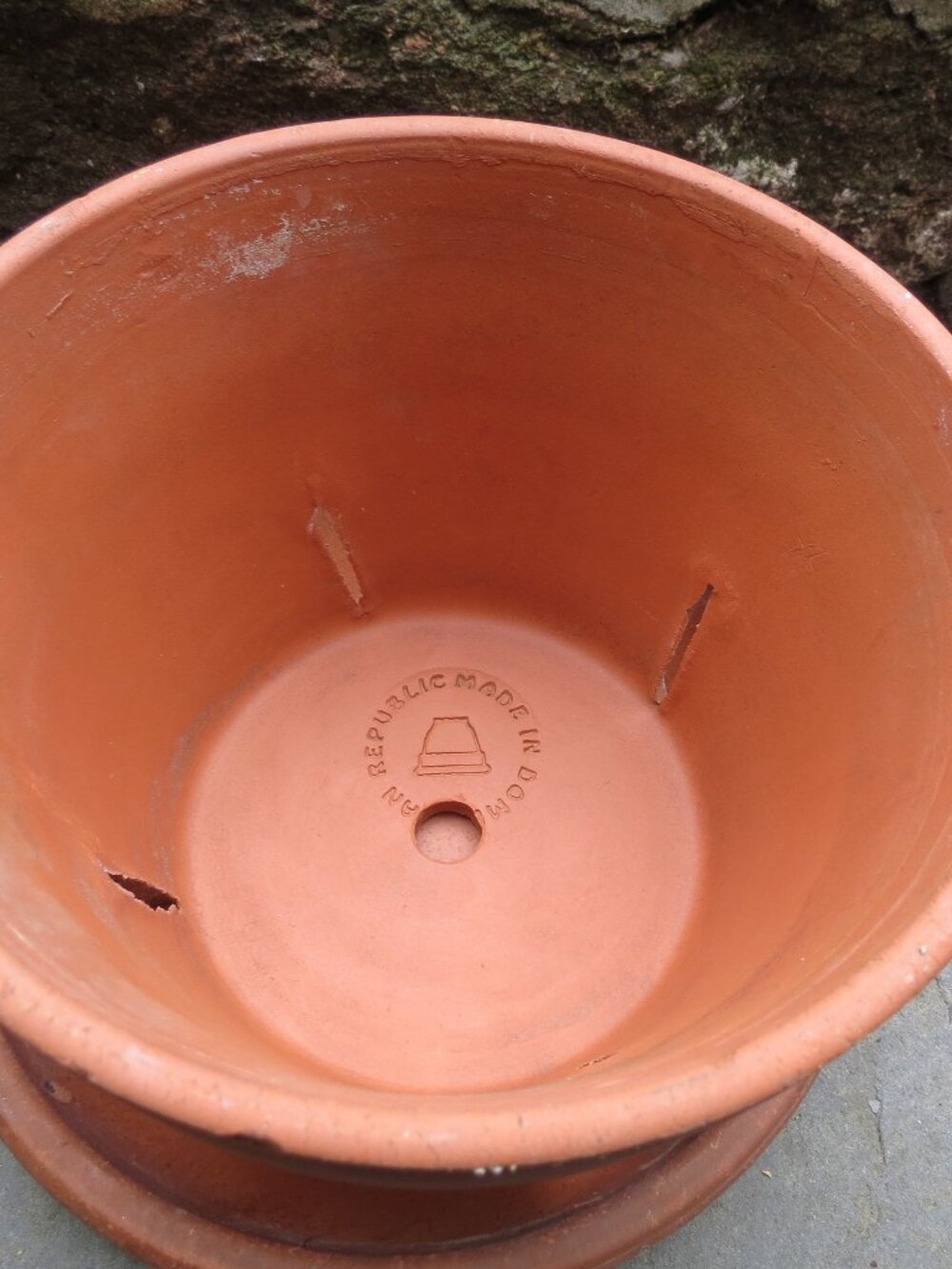 Terracotta Orchid Pot Dominican Republic Vintage Clay w Saucer Italy